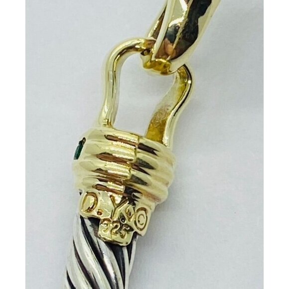 David Yurman Bracelet Sterling Silver & 14K Yellow Gold Emerald - Picture 3 of 9